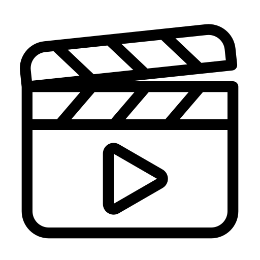 Schwarz Weiß Grafik einer Filmklappe zur Darstellung des Leistungsangebots von Aftermovies